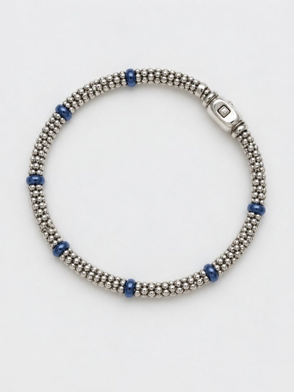 LAGOS Blue Ceramic Station Caviar Sterling Silver Bracelet 6mm